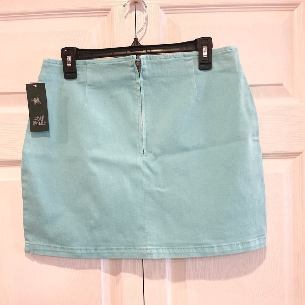 Wild Fable Women Stretchy Glitter Turquoise Colored Mini Skirt Size 12 - Picture 5 of 15